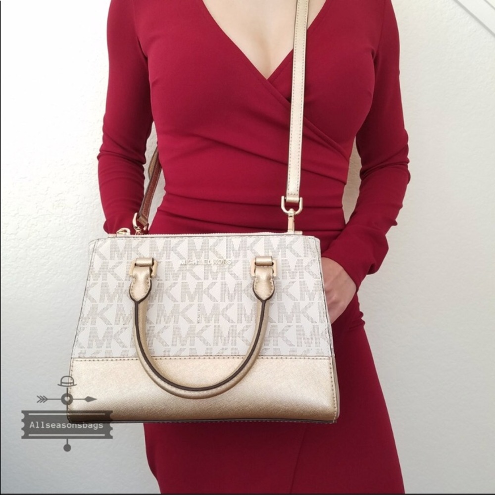 NWT Michael Kors Vanilla Gold Kellen Xs Satchel - Picture 7 of 8